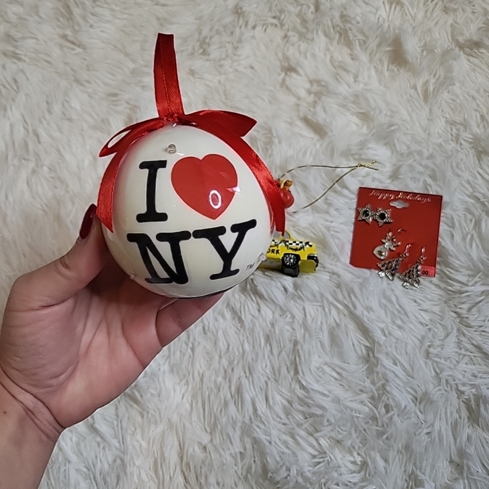 Christmas Bundle - Ornaments & Earrings Santa Stars I Heart NYC Taxi Trees